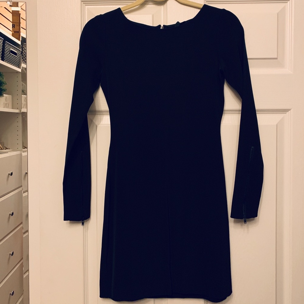 Theory Dress - Long sleeved black scope neck